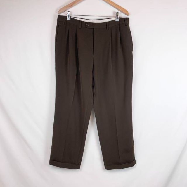 Ralph Lauren(ラルフローレン)の【W36L30インチ】90sRalph茶色ツータックスラックス 裾ダブル メンズのパンツ(スラックス)の商品写真