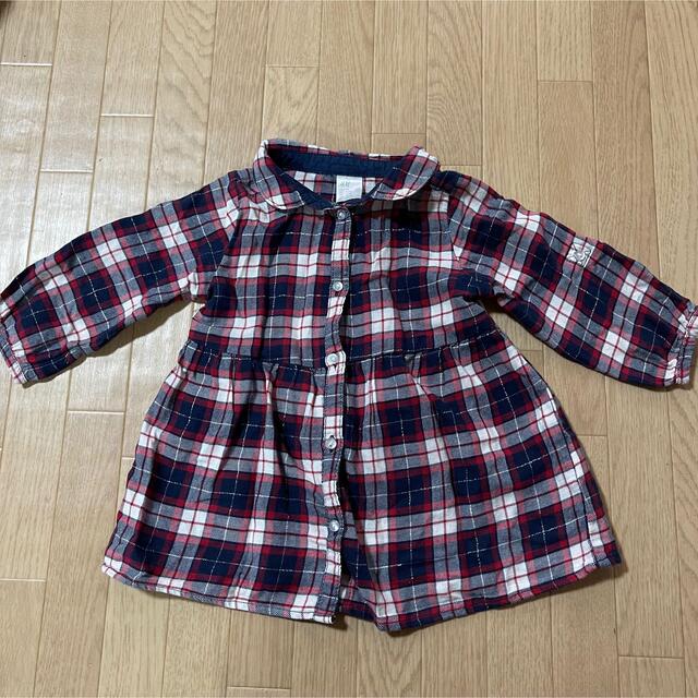 チェックシャツ　シャツワンピース　H&M キッズ/ベビー/マタニティのベビー服(~85cm)(ワンピース)の商品写真