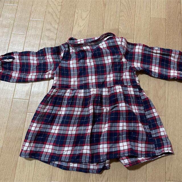 チェックシャツ　シャツワンピース　H&M キッズ/ベビー/マタニティのベビー服(~85cm)(ワンピース)の商品写真
