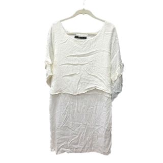 ザラ(ZARA)のザラ ベーシック ZARA BASIC ワンピース ミニ 七分袖 M 白(その他)