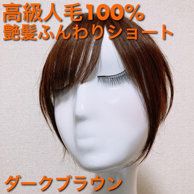 人毛100% 部分ウィッグ ヘアピース ブラウン