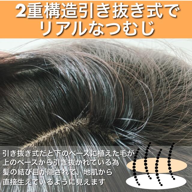 高級人毛100% 部分ウィッグ ヘアピース ウイッグ ブラック 部分かつら