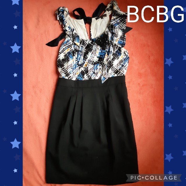 BCBGMAXAZRIA(ビーシービージーマックスアズリア)のBCBGMAXAZRIA ドレス ミニ アシンメトリー ビジュー フリル レディースのフォーマル/ドレス(ミニドレス)の商品写真