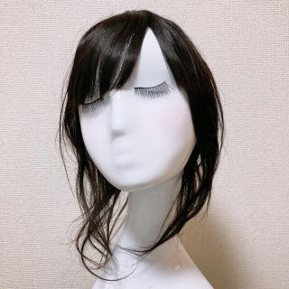 高級人毛100% 部分ウィッグ ヘアピース ウイッグ ブラック 部分かつら (ロングストレート)