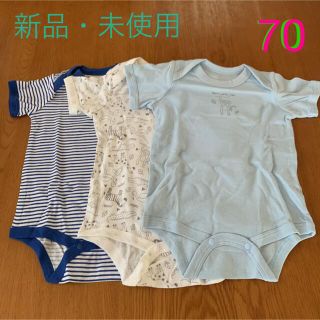 ニシマツヤ(西松屋)の半袖ショルダーロンパース  肌着  3枚組　  70(肌着/下着)