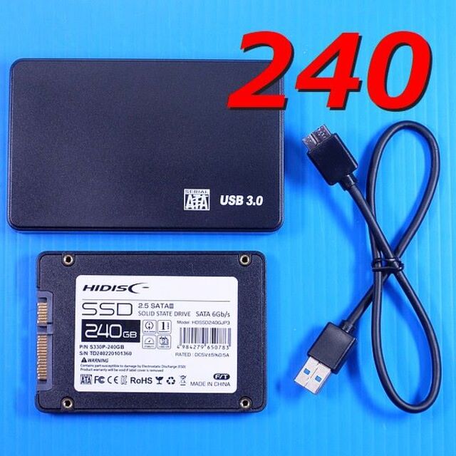 【SSD 240GB】HIDISC HDSSD240GJP3 w/USBケース