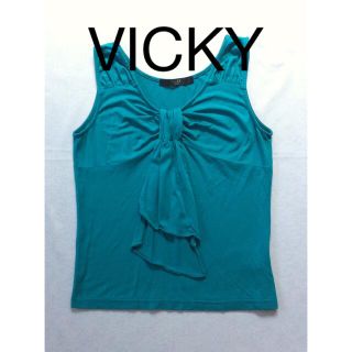 ビッキー(VICKY)のビッキー(VICKY) ターコイズブルー　ノースリーブ　カットソー(カットソー(半袖/袖なし))