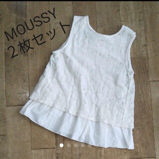 マウジー(moussy)のMOUSSY レースレイヤード トップス 美品(カットソー(半袖/袖なし))