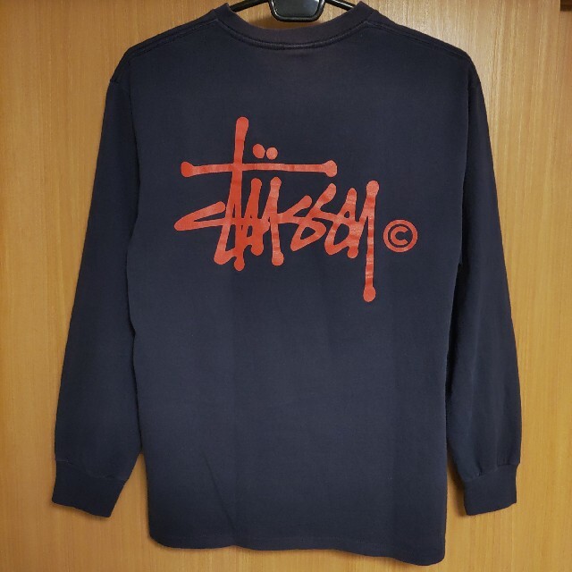 STUSSY - 赤ロゴ朱色エンジSTUSSYシンプル長袖Tシャツ紺色ネイビーM ...