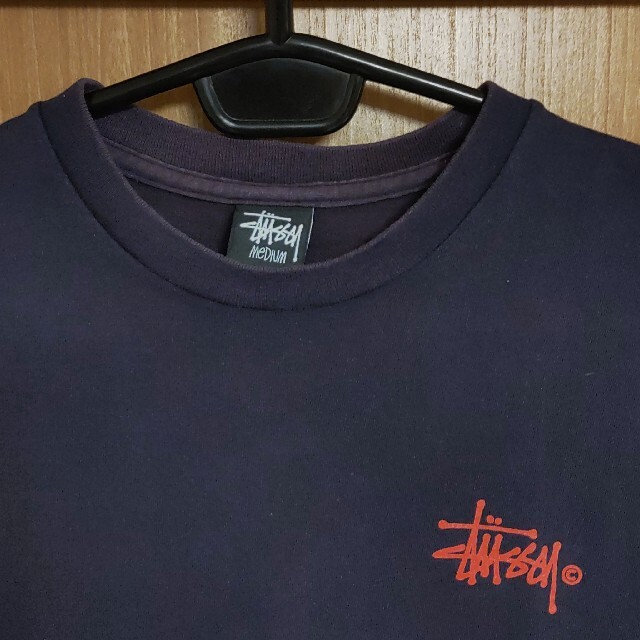 STUSSY 赤ロゴ朱色エンジSTUSSYシンプル長袖Tシャツ紺色ネイビーMサイズ希少ロンＴ☆の通販 by ゆう｜ステューシーならラクマ