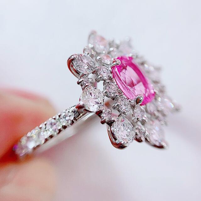 ★1.09ct★✨ピンクサファイア&1.65ctダイヤモンドプラチナリング指輪 レディースのアクセサリー(リング(指輪))の商品写真