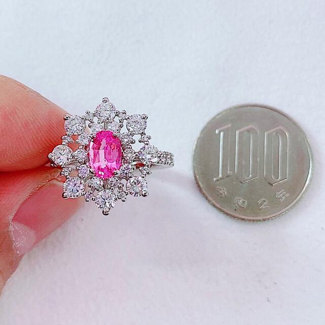 ★1.09ct★✨ピンクサファイア&1.65ctダイヤモンドプラチナリング指輪 レディースのアクセサリー(リング(指輪))の商品写真
