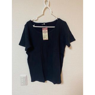 ムジルシリョウヒン(MUJI (無印良品))の無印良品　クルーネックシャツ　黒　Ｌ(Tシャツ(半袖/袖なし))