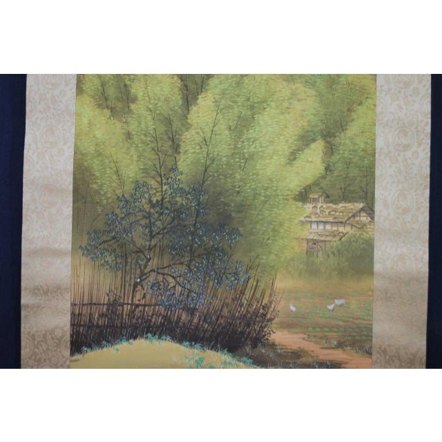 真作】作者不詳/竹林田家図/掛軸☆宝船☆O-657 J 本店は 8960円 www