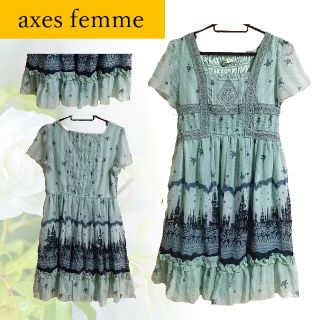 アクシーズファム(axes femme)のaxes femme 美品 パステルカラー*デートに最適*ゆめかわ薔薇ワンピース(ひざ丈ワンピース)