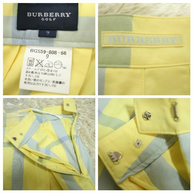 BURBERRY(バーバリー)のバーバリーゴルフ　チェック　取り外し可のキュロット付　三陽商会　Mサイズイエロー レディースのスカート(ひざ丈スカート)の商品写真