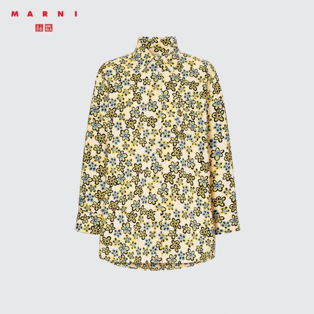 UNIQLO(ユニクロ)のユニクロ UNIQLO マルニ MARNI オーバーサイズシャツ 長袖 花柄 S レディースのトップス(シャツ/ブラウス(長袖/七分))の商品写真