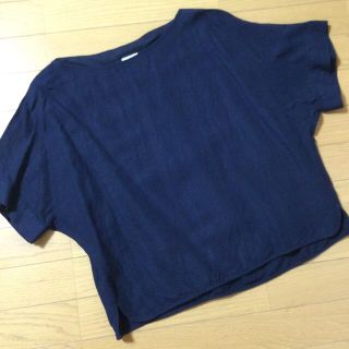 スピックアンドスパン(Spick & Span)のレーヨンアサTブラウス【ネイビー】(シャツ/ブラウス(半袖/袖なし))