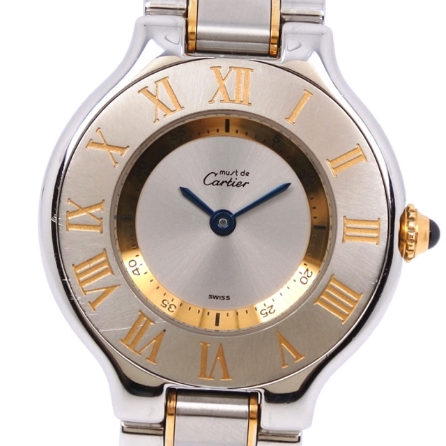 Cartier - 【CARTIER】カルティエ マスト21 ヴァンティアン W10073R6 ステンレススチール×YG クオーツ アナログ表示 レディース シルバ―文字盤 腕時計