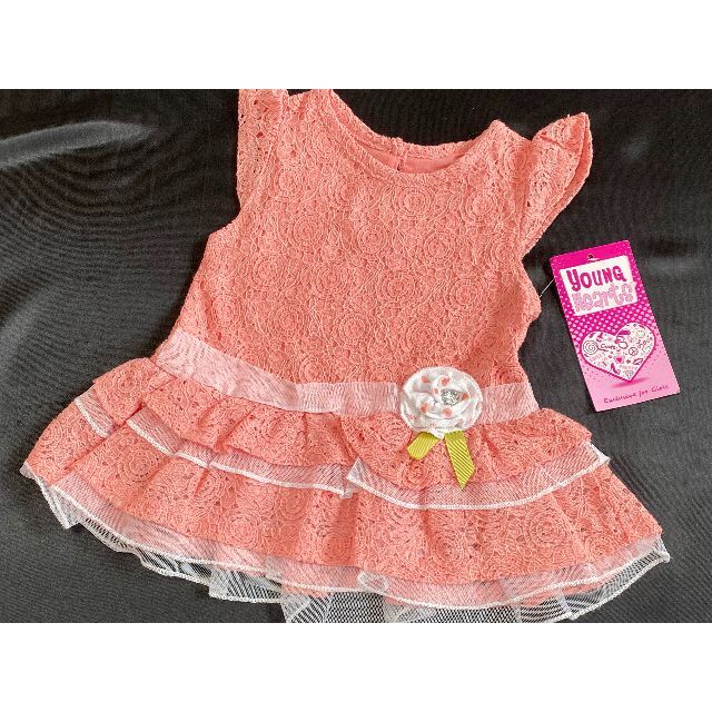 90新品タグ付きyoungheartsレースワンピースドレスチュニック24M2歳 キッズ/ベビー/マタニティのキッズ服女の子用(90cm~)(ワンピース)の商品写真