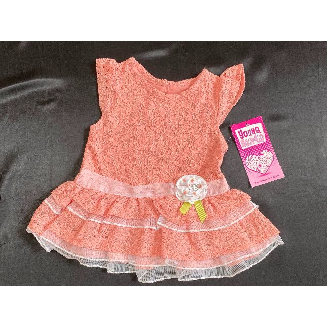 90新品タグ付きyoungheartsレースワンピースドレスチュニック24M2歳 キッズ/ベビー/マタニティのキッズ服女の子用(90cm~)(ワンピース)の商品写真