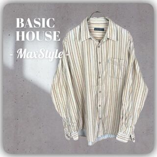 【BASIC HOUSE】 古着 ビンテージ 長袖 ストライプ シャツ(シャツ)