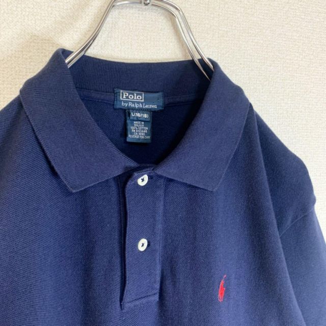 POLO RALPH LAUREN - 90s ラルフローレン ポロシャツ ネイビー 無地 刺繍ロゴの通販 by 古着屋リノン☆フォロー割