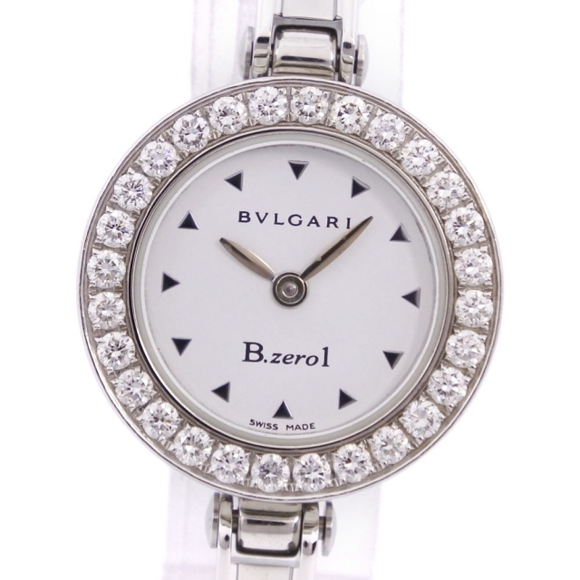 【BVLGARI】ブルガリ Bzero1 ビーゼロワン BZ22WSDL/BZ22S ステンレススチール×ダイヤモンド シルバー クオーツ アナログ表示 レディース 白文字盤 腕時計約05cmケース厚み