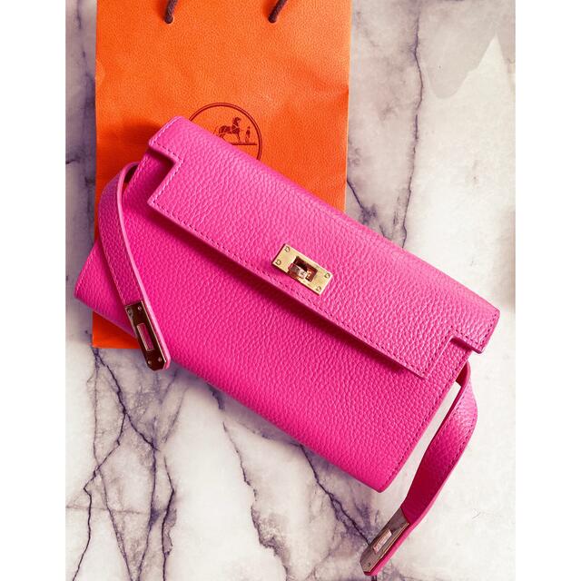 流行に HERMES♡̷⁺₊˚✧鑑定済み ケリーウォレット ローズ ゴールド金具