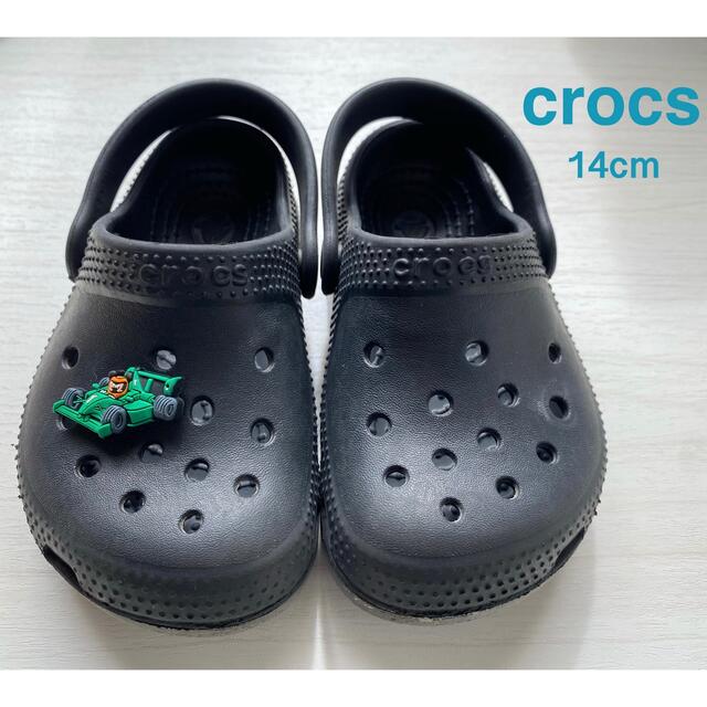 crocs(クロックス)のcrocs クロックス　14cm ブラック　ミッキージビッツ付き キッズ/ベビー/マタニティのベビー靴/シューズ(~14cm)(サンダル)の商品写真