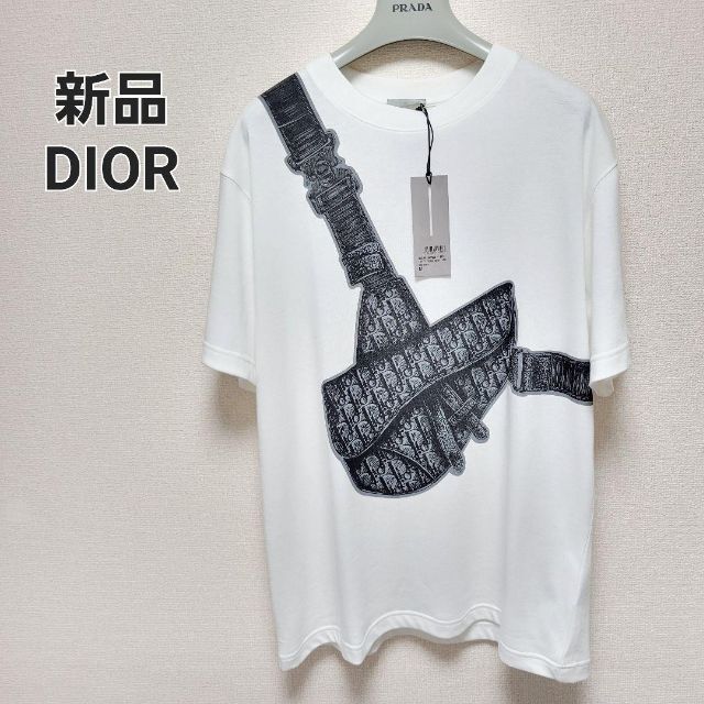 雑誌で紹介された Dior - 【新品未使用】DIOR ディオール オブリーク トロッター Tシャツ M 白 Tシャツ+カットソー(半袖+袖なし)