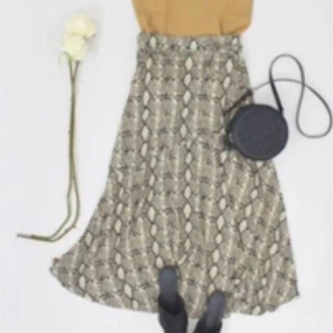 Mila Owen(ミラオーウェン)のミラオーウェン　パイソン柄Aラインロングスカート レディースのスカート(ロングスカート)の商品写真
