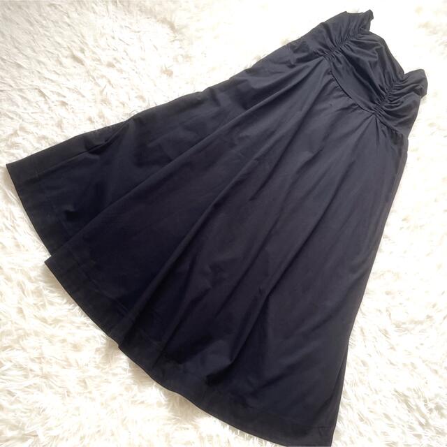 Plage(プラージュ)の【plage】ウエストギャザー　ロングフレアスカート　黒　 レディースのスカート(ロングスカート)の商品写真