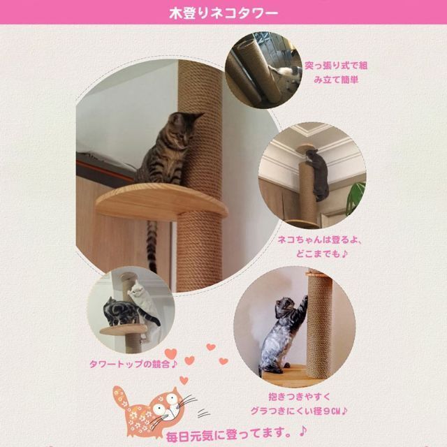 RAKU キャットタワー 突っ張り 木登りタワー 宇宙船ボウル付き RAKU キャットタワー 突っ張り 木登りタワー 宇宙船ボウル付き