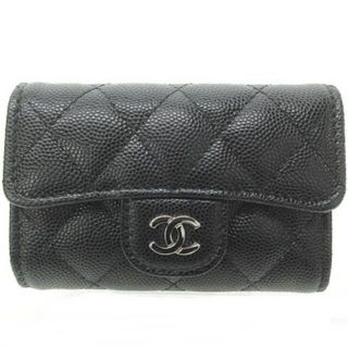 シャネル(CHANEL)のシャネル CHANEL 極美品 4連 キーケース マトラッセ ココマーク 黒(その他)