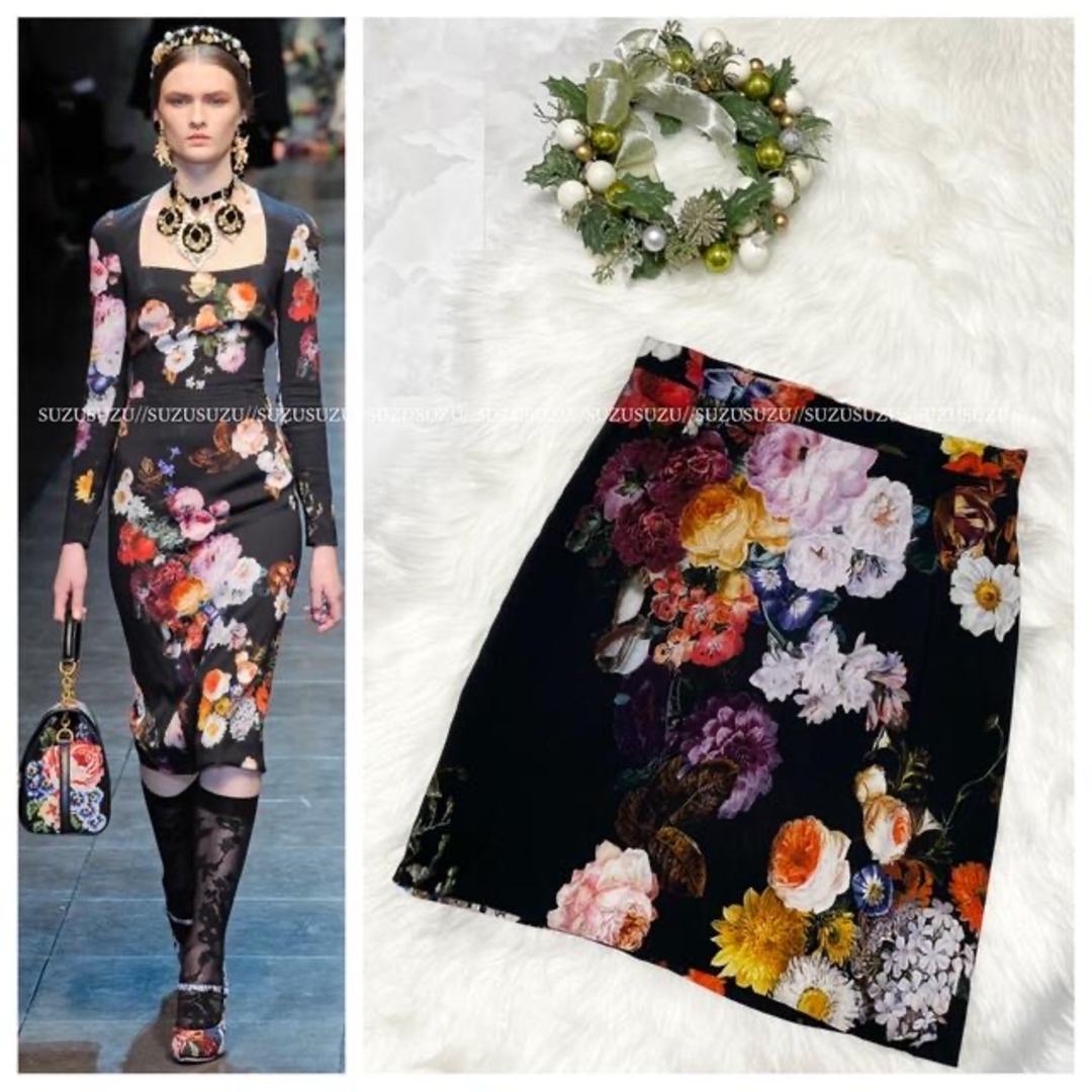 DOLCE&GABBANA(ドルチェアンドガッバーナ)の本物 ドルチェ&ガッバーナ 花柄 フラワー フローラル スカート 38 ドルガバ レディースのスカート(ミニスカート)の商品写真