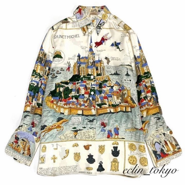 HERMES - 貴重品 HERMES モンサンミッシェル シルクカレ HERMES - 貴重品 HERMES モンサンミッシェル シルクカレ