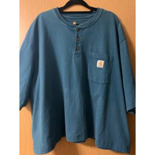 カーハート(carhartt)のカーハート　ヘンリーネック　水色　　3XLゆるだぼ(Tシャツ/カットソー(半袖/袖なし))