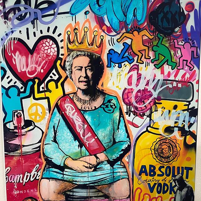 キースヘリング　UK クイーン　エリザベス　パロディ　バンクシー　　女王　アート エンタメ/ホビーの美術品/アンティーク(絵画/タペストリー)の商品写真