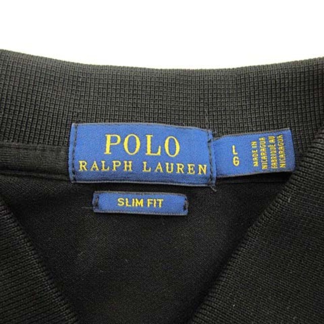 POLO RALPH LAUREN(ポロラルフローレン)のポロ ラルフローレン 美品 ポロシャツ 半袖 鹿の子 刺繍 黒 白 L レディースのトップス(ポロシャツ)の商品写真