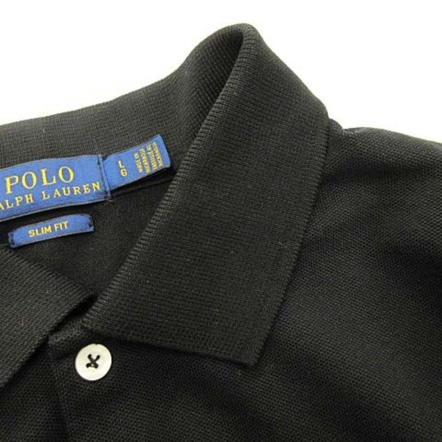 POLO RALPH LAUREN(ポロラルフローレン)のポロ ラルフローレン 美品 ポロシャツ 半袖 鹿の子 刺繍 黒 白 L レディースのトップス(ポロシャツ)の商品写真