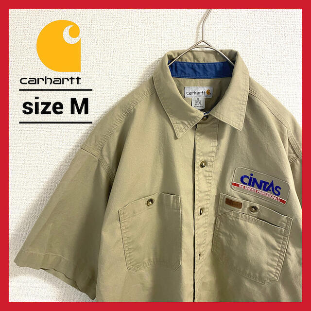 carhartt(カーハート)の90s 古着 カーハート 半袖シャツ ワークシャツ 企業ロゴ 刺繍 M メンズのトップス(シャツ)の商品写真