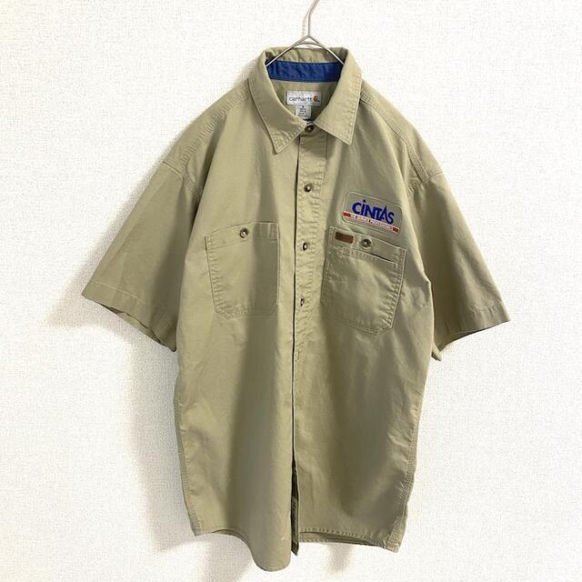 carhartt(カーハート)の90s 古着 カーハート 半袖シャツ ワークシャツ 企業ロゴ 刺繍 M メンズのトップス(シャツ)の商品写真