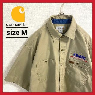 カーハート(carhartt)の90s 古着 カーハート 半袖シャツ ワークシャツ 企業ロゴ 刺繍 M(シャツ)