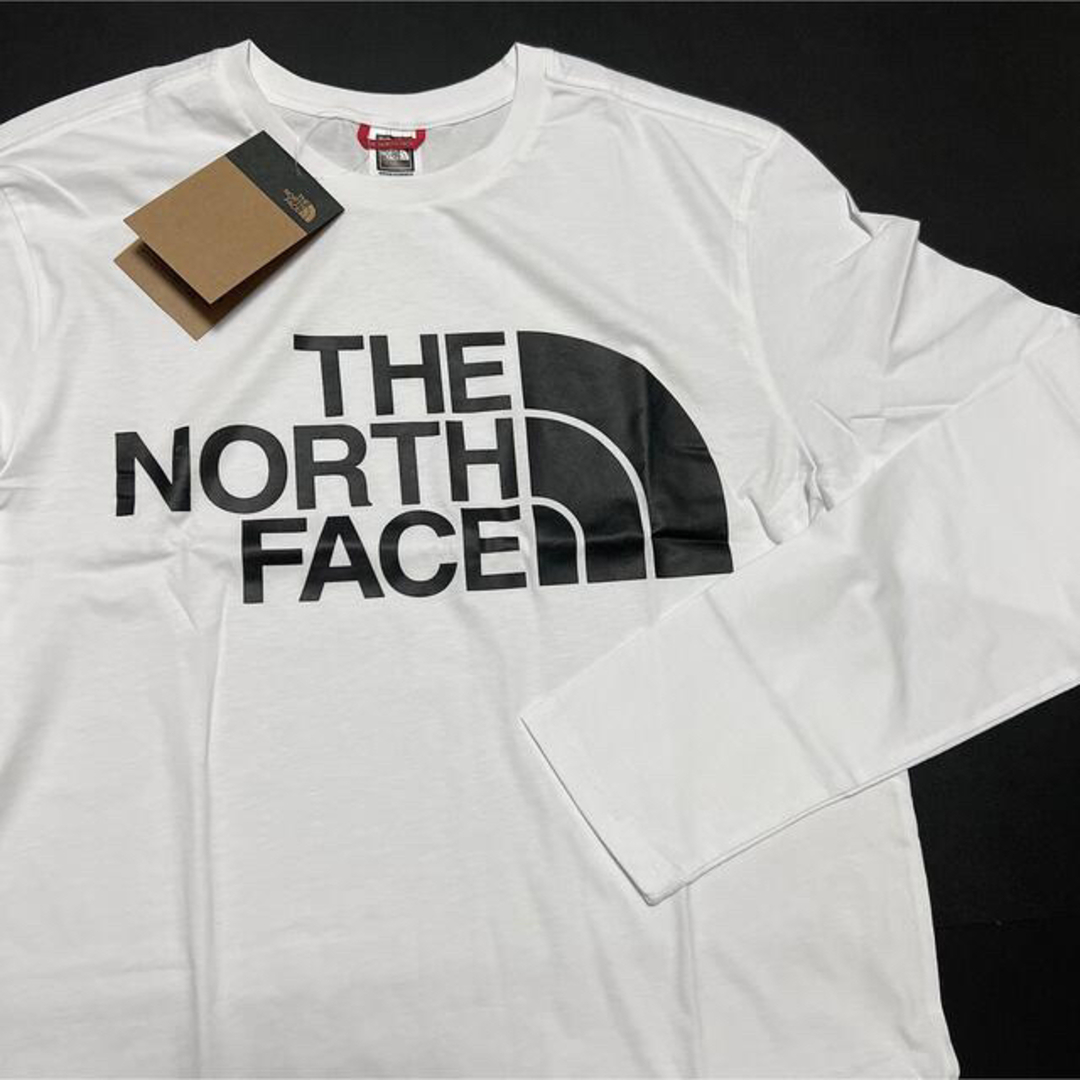 THE NORTH FACE(ザノースフェイス)のS 汚れ有 海外限定 ノースフェイス ビッグ ロゴ ロンＴ 長袖 Tシャツ 白 メンズのトップス(Tシャツ/カットソー(七分/長袖))の商品写真