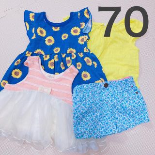 キッズズー(kid’s zoo)の【まとめ売り】女の子 70 半袖 半ズボン Tシャツ 夏服(Ｔシャツ)