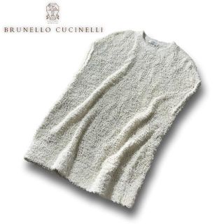 ブルネロクチネリ(BRUNELLO CUCINELLI)のG30★美品★極上サマーニットベスト ブルネロクチネリ アイボリー M(ベスト/ジレ)