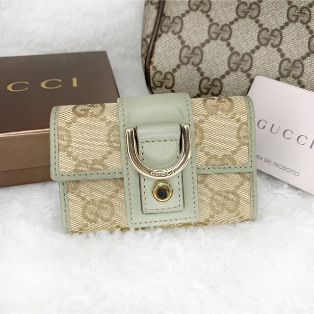 美品 GUCCI グッチ GGキャンバス 6連 キーケース スナップボタン