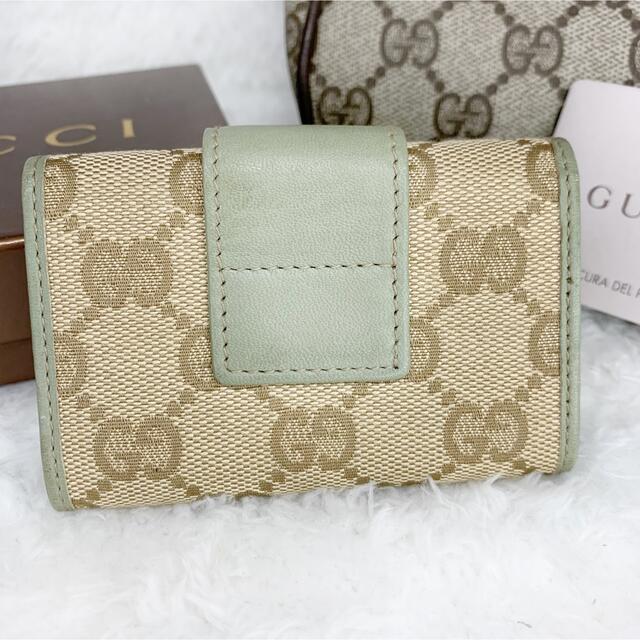 美品 GUCCI グッチ GGキャンバス 6連 キーケース スナップボタン
