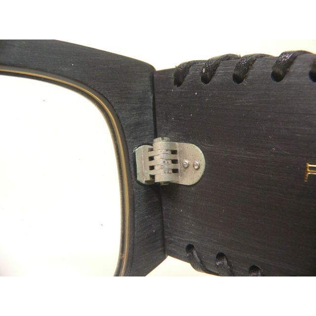 FAD ウッド調 ヴィンテージ 眼鏡 フレーム レザー縫付 極太テンプル 4